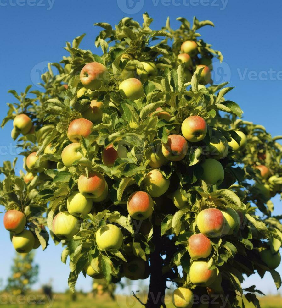 ai genererad en skön grön äpple träd. ai genererad foto