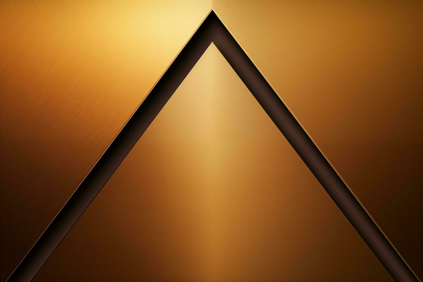 ai genererad enkel skinande guld metallisk bakgrund med triangel form. foto