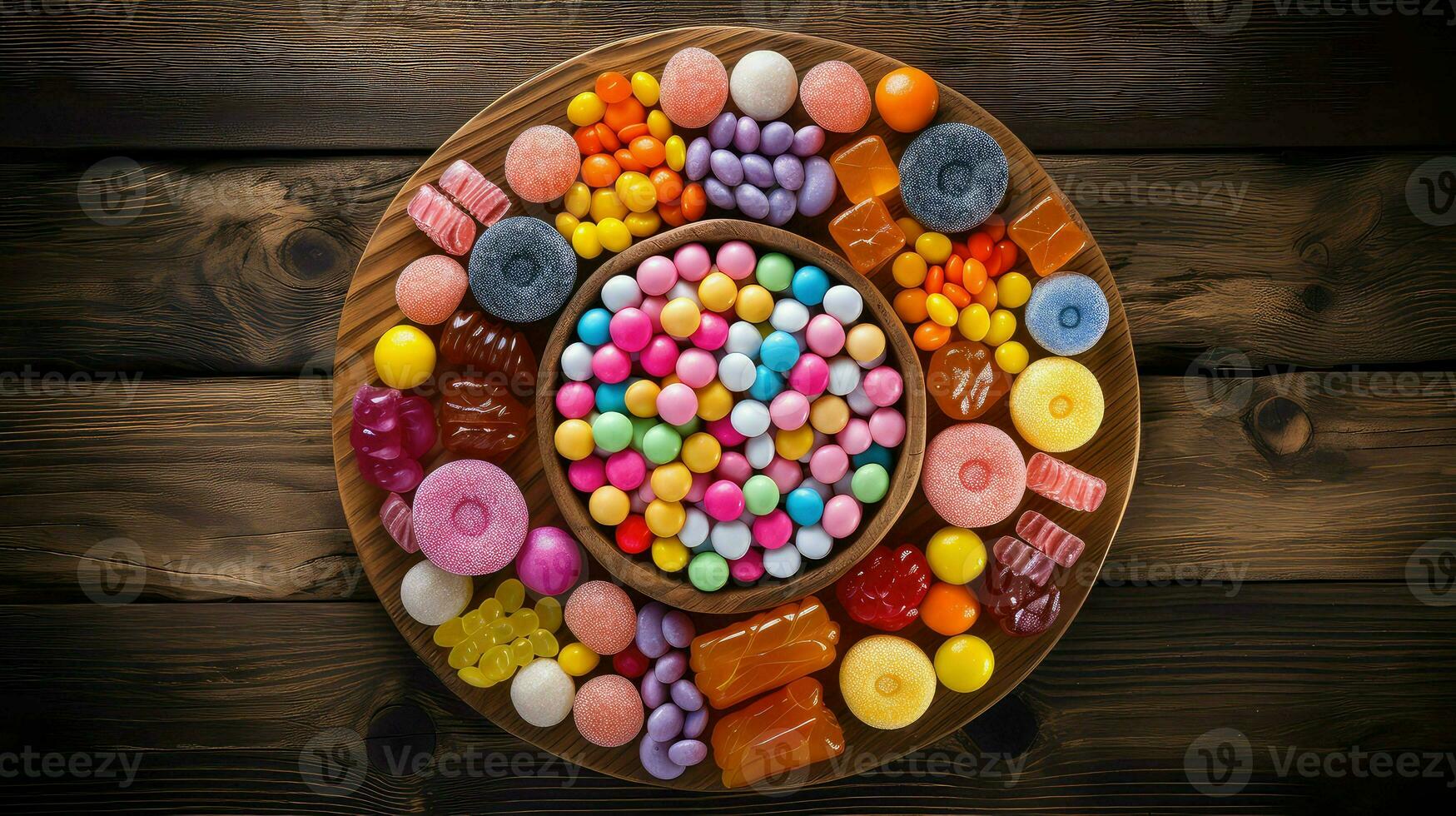 ai genererad sugary bonbon godis mat foto