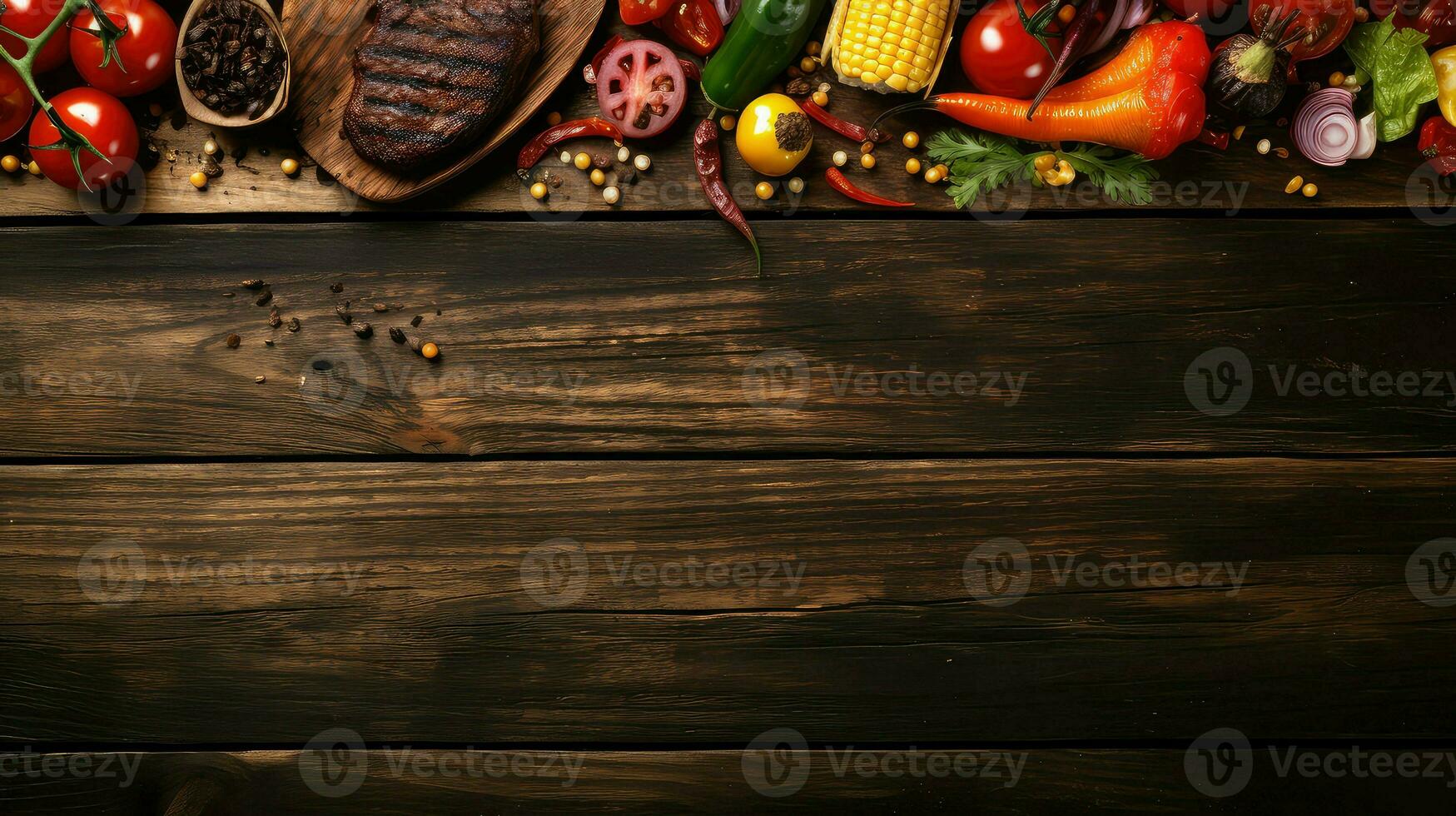 ai genererad kött trä- bbq mat foto