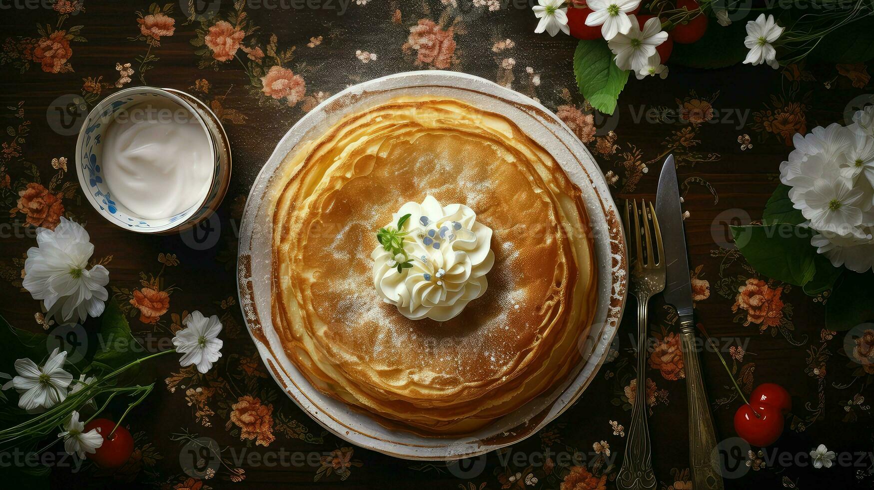 ai genererad frukost bakad pannkaka mat foto