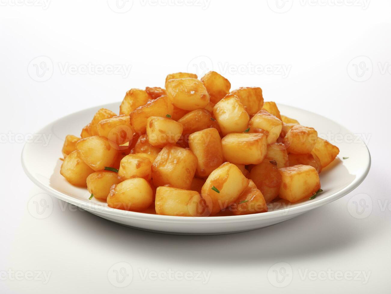 ai genererad friterad potatis bravor på vit tallrik foto