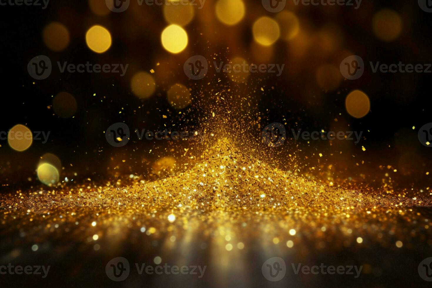 ai genererad gyllene jubileum abstrakt bakgrund med glitter stänka för årsdag firande foto