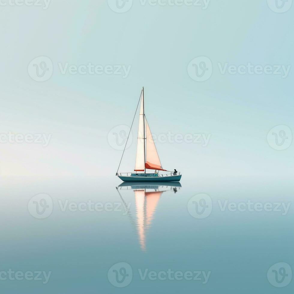 ai genererad minimalistisk Foto en fartyg på hav