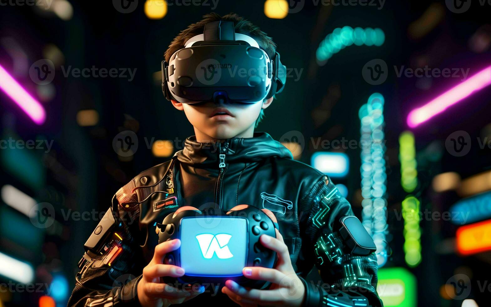 ai genererad resa in i de framtida en berättelse av virtuell verklighet underverk och gaming undrar ai genererad foto