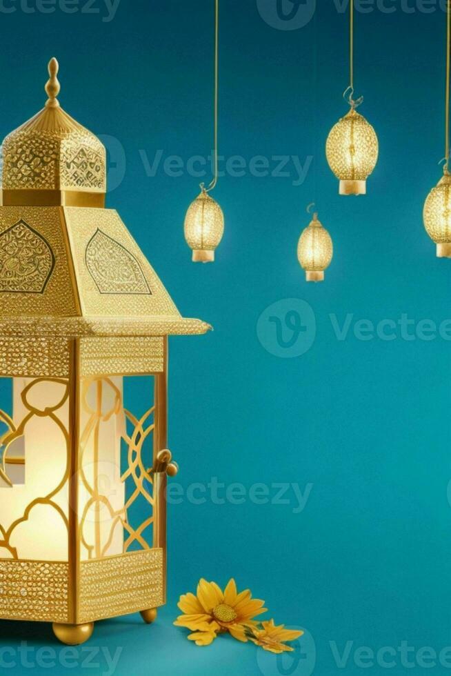 ai genererad eid mubarak och eid al Adha arabicum islamic bakgrund och baner design. proffs Foto