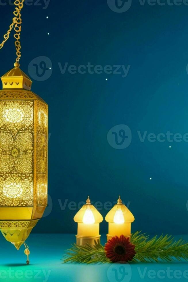 ai genererad eid mubarak och eid al Adha arabicum islamic bakgrund och baner design. proffs Foto