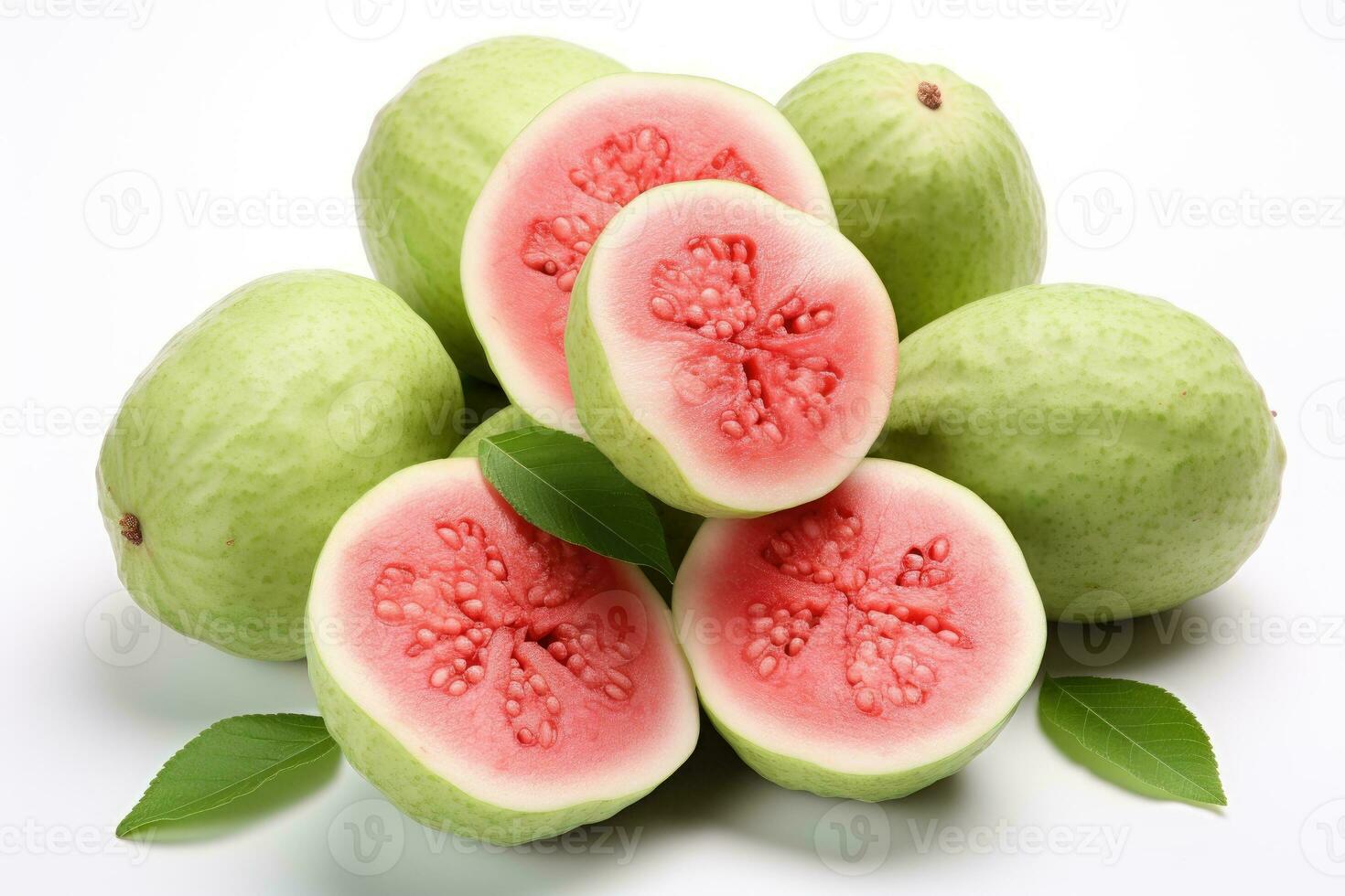 ai genererad stock Foto av mogen guava frukt i de kök tabell professionell reklam mat fotografi