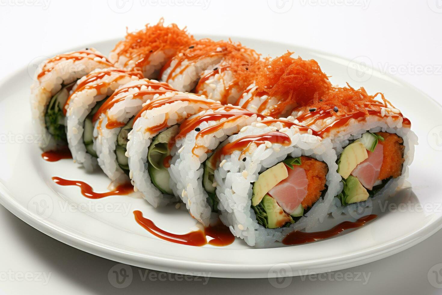 ai genererad sushi japansk mat isolerat i kök tabell professionell reklam mat fotografi foto