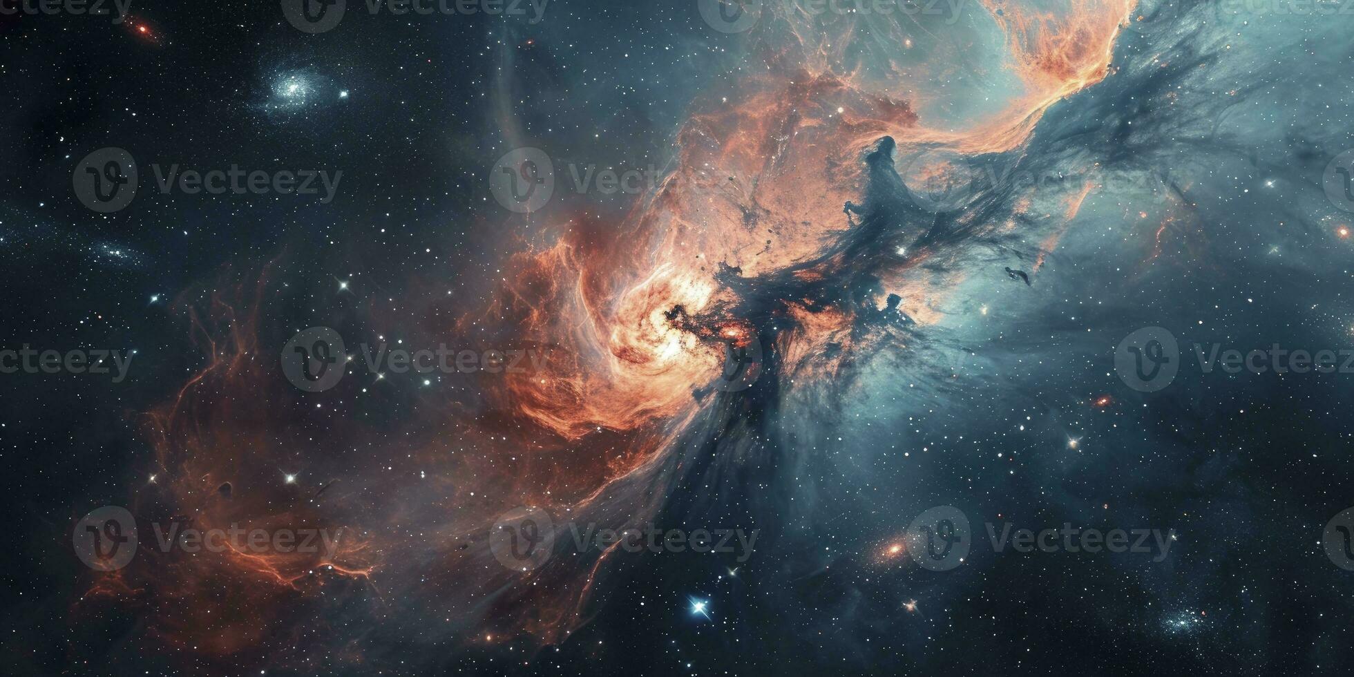 ai genererad nebulosa och galaxer i Plats. abstrakt kosmos bakgrund. foto