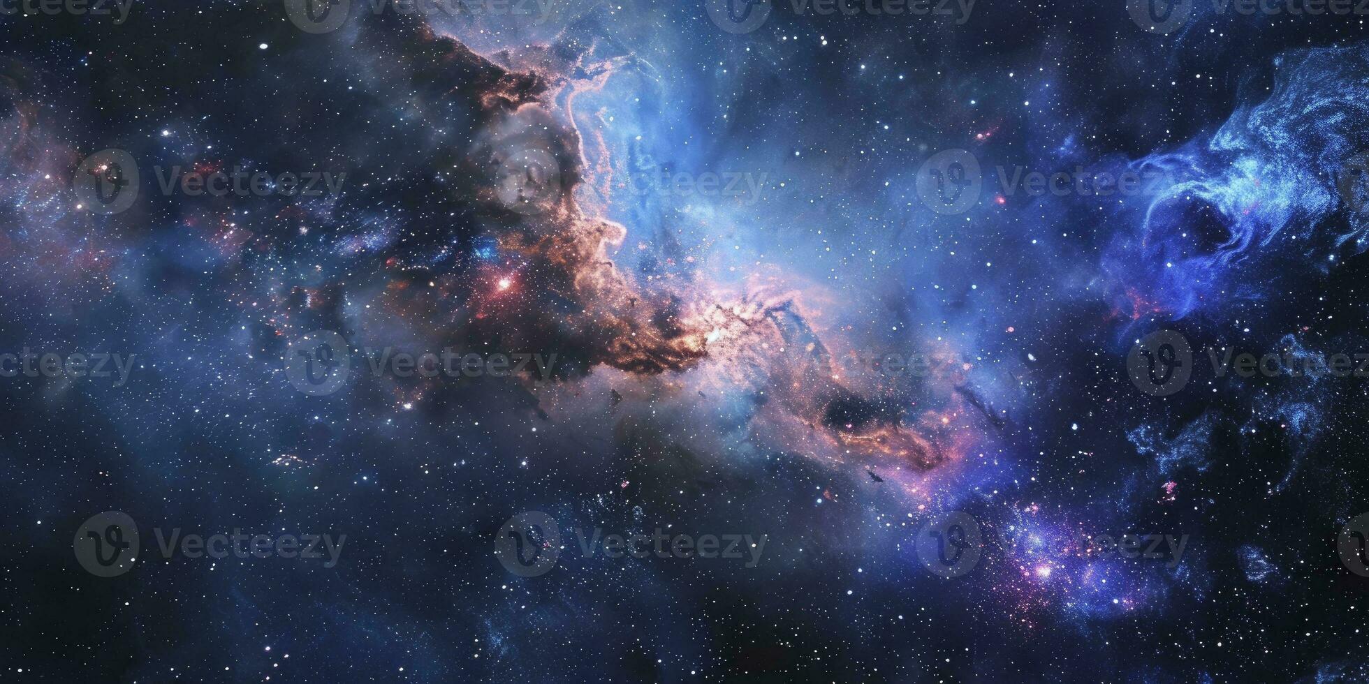 ai genererad natt himmel universum fylld med stjärnor, nebulosa och galax. foto