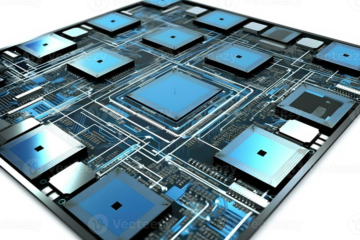 ai genererad central dator processorer cpu begrepp. moderkort digital chip. teknologi vetenskap bakgrund. neuralt nätverk ai genererad foto