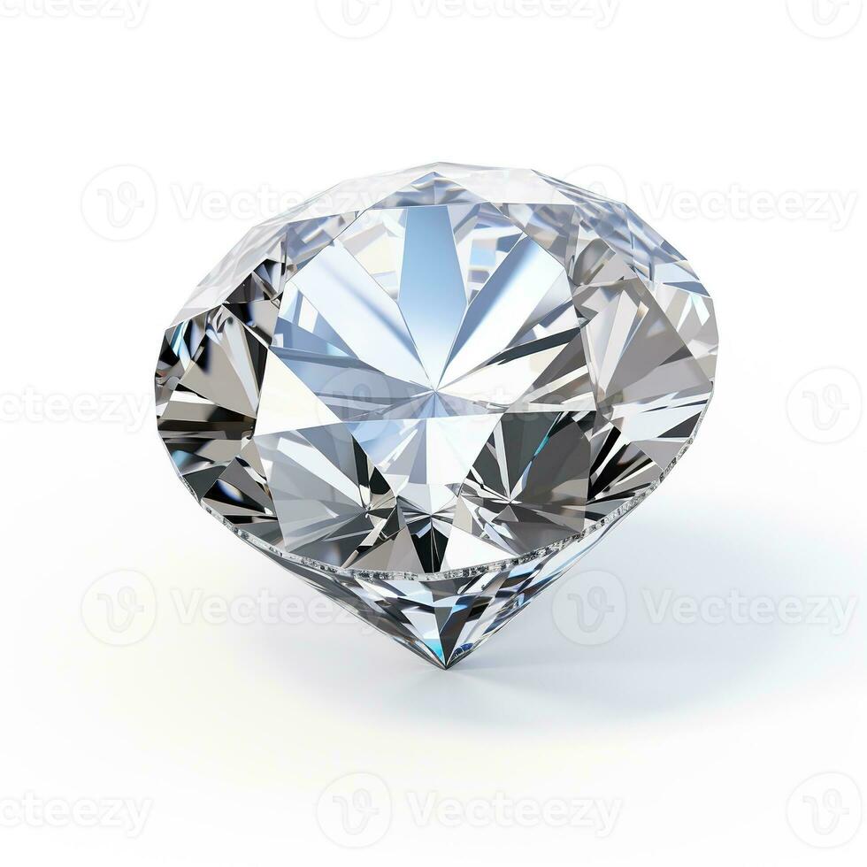 ai genererad skön lyxig detaljerad diamant på vit bakgrund. smycke, skatt foto
