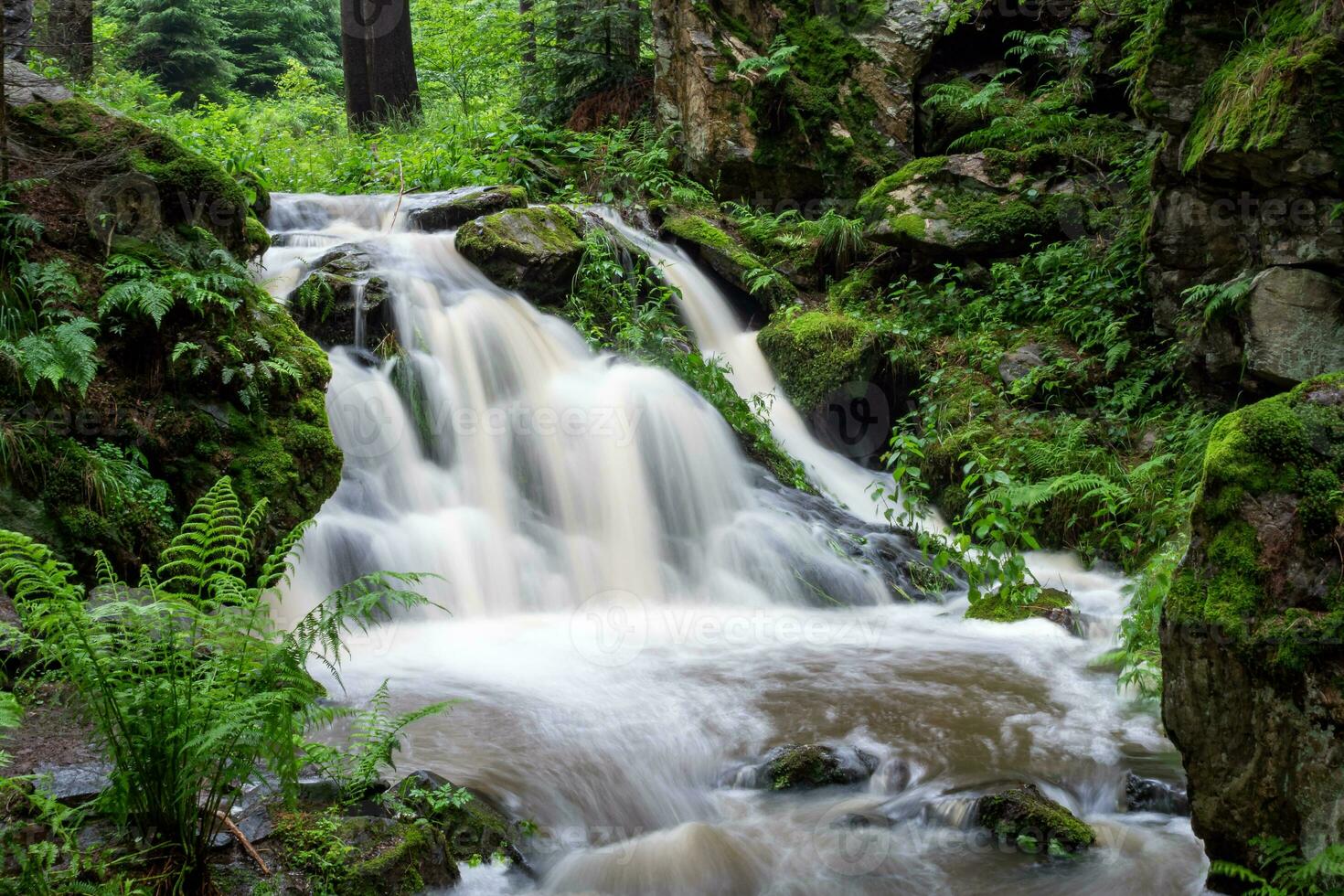 vattenfall, vild flod doubrava i tjeck republik. dal doubrava nära chotebor. foto