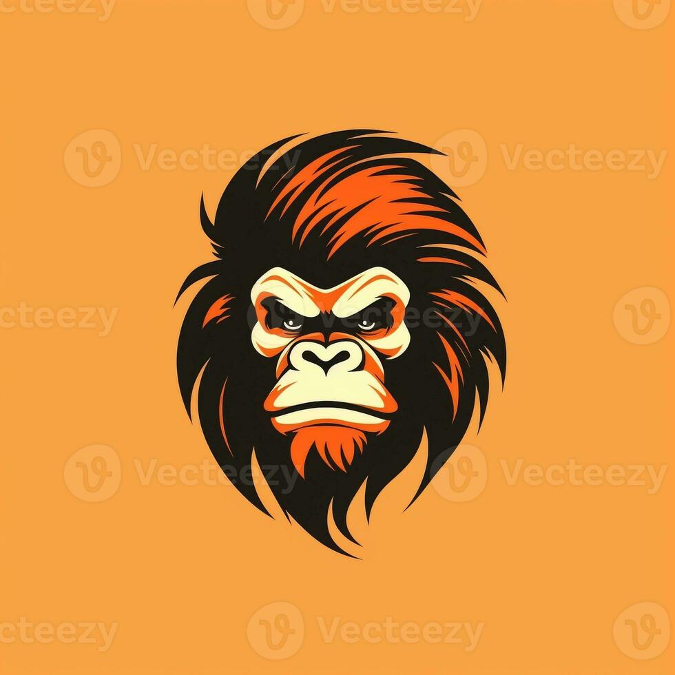 ai genererad en retro logotyp av en gorilla huvud. generativ ai foto