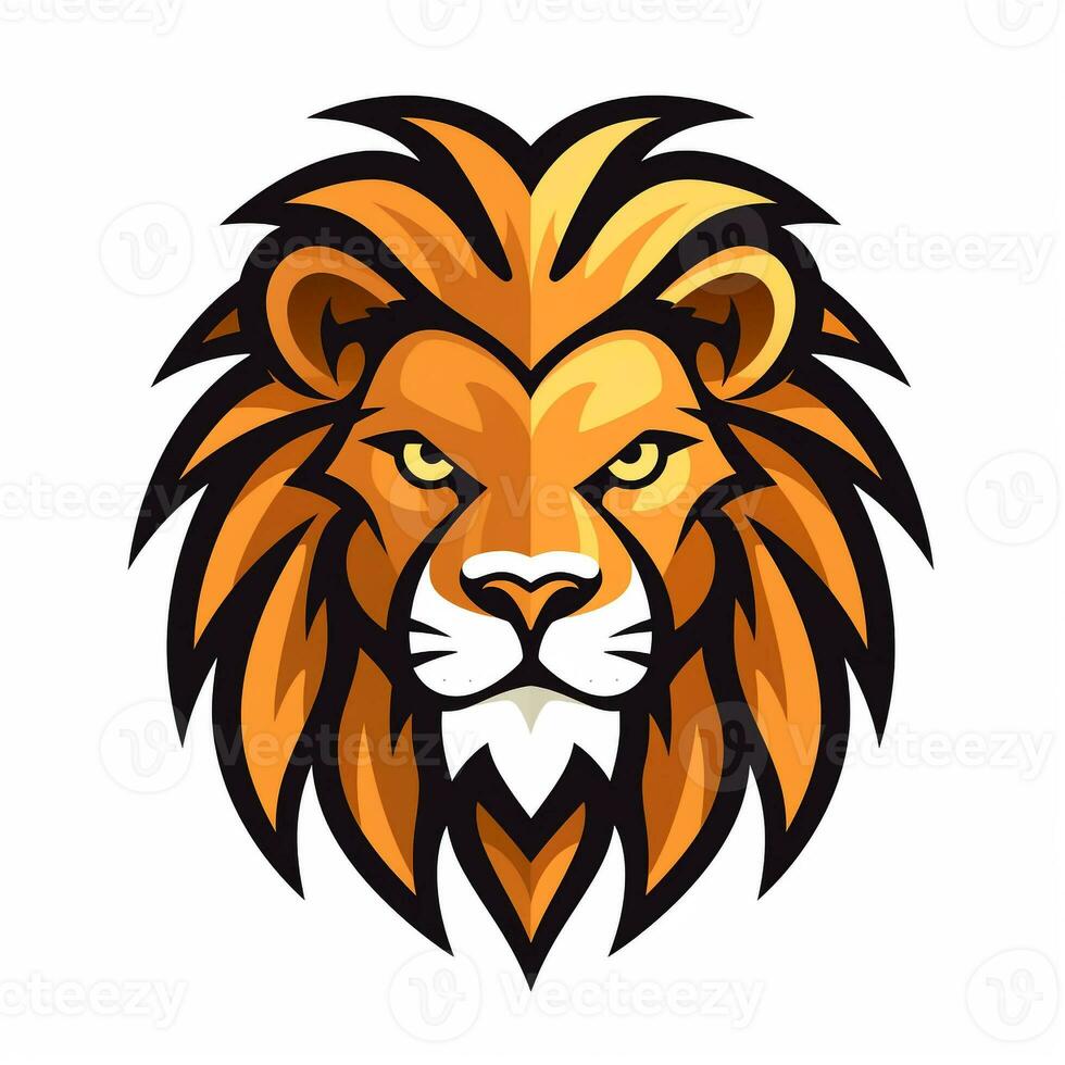 ai genererad tecknad serie logotyp av en lejon huvud. generativ ai foto