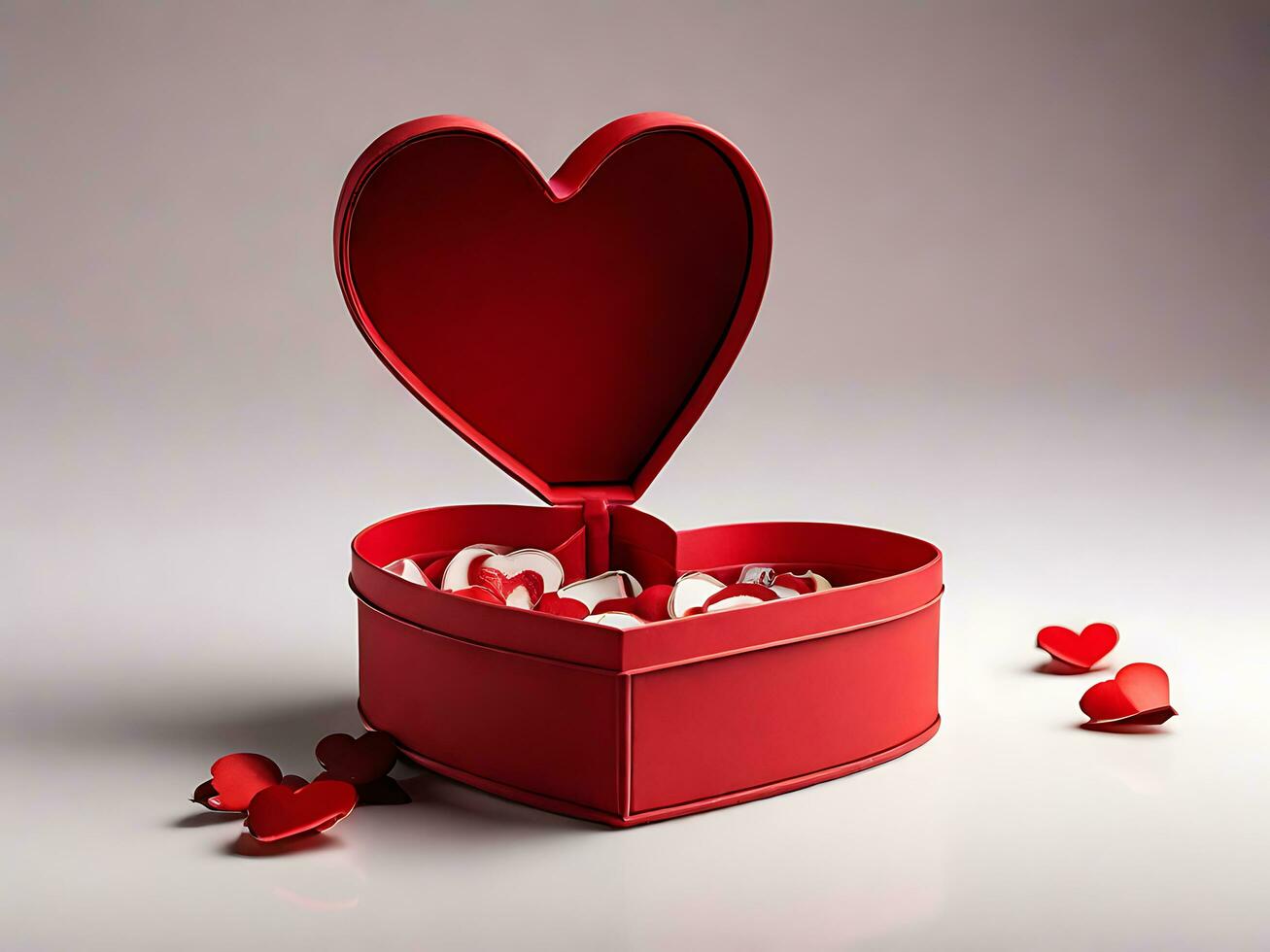 öppen hjärta formad gåva låda hjärtans dag begrepp foto