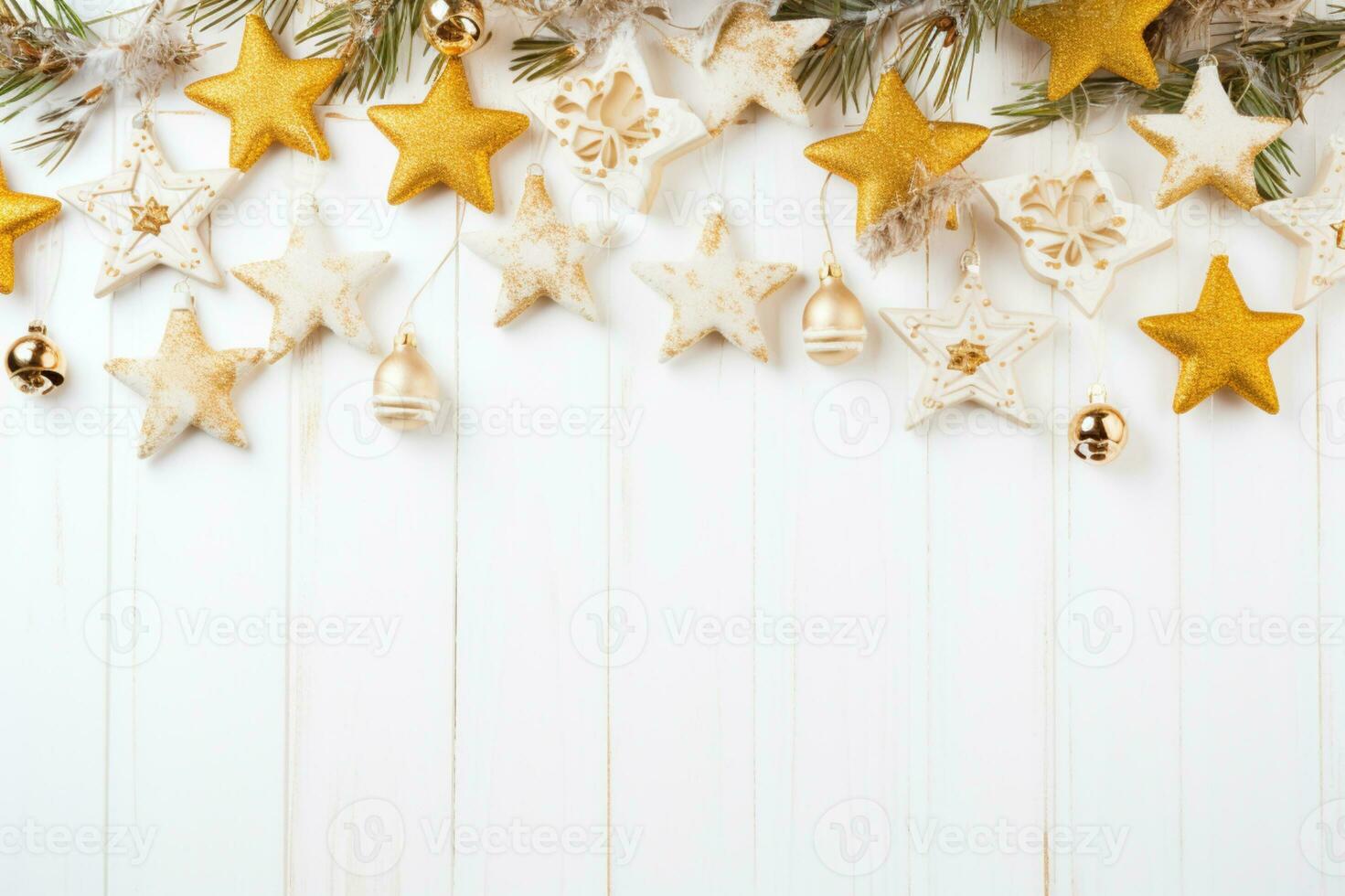 ai genererad glad jul och Lycklig ny år, högtider hälsning kort med suddig bokeh bakgrund foto
