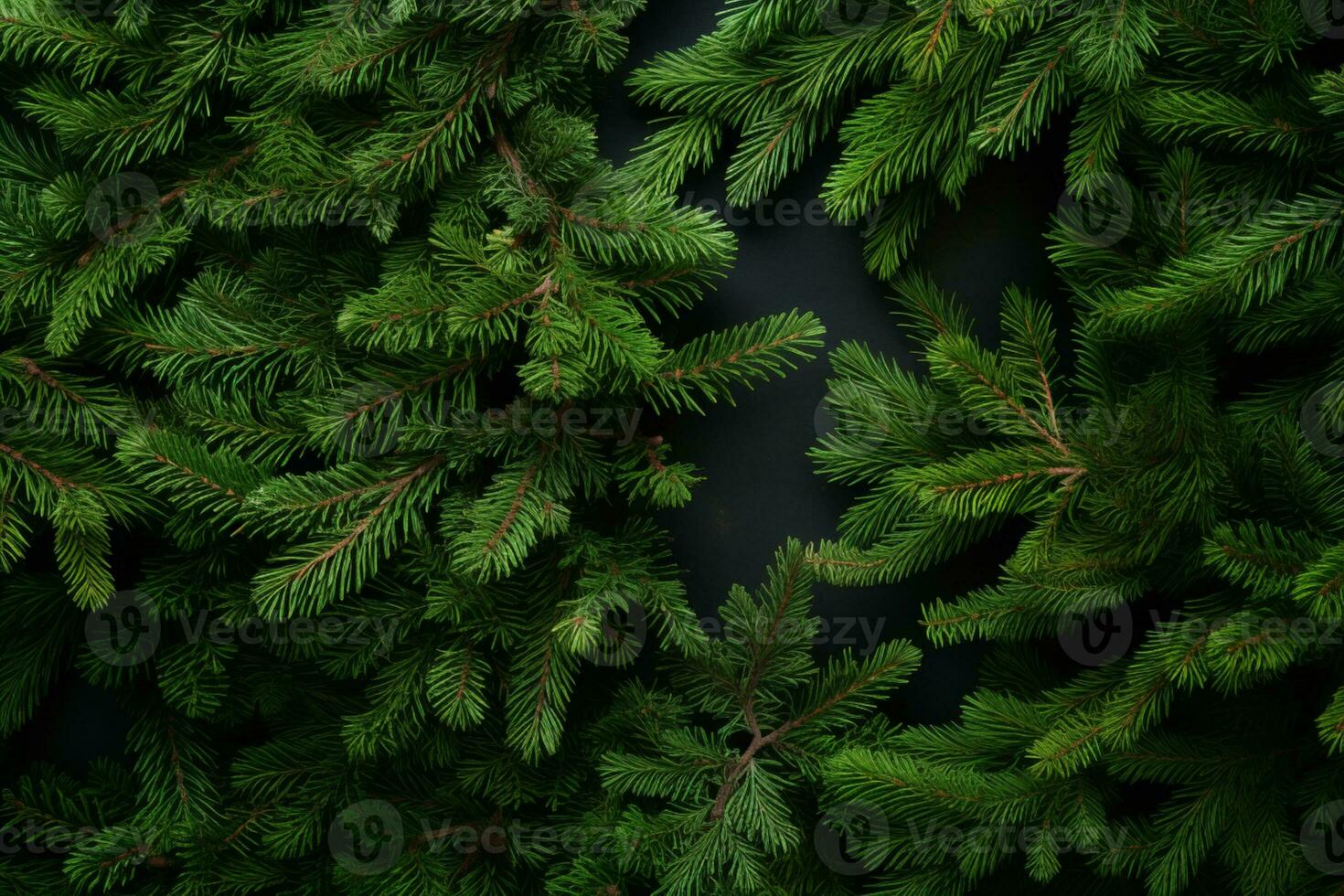 ai genererad jul träd grenar naturlig tapet naturlig bakgrund för din design platt lägga kopia Plats foto