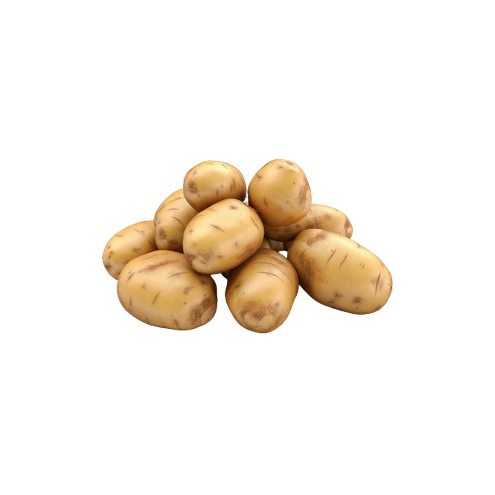 ai genererad grafisk 3d representation av knubbig och naturlig färsk potatisar, isolerat för kulinariska kreativitet foto
