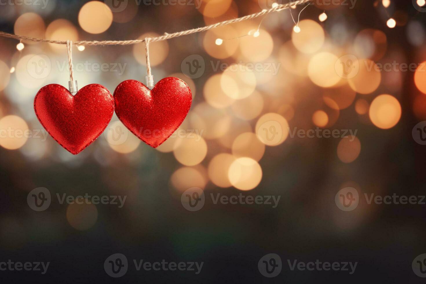 ai genererad valentine dag kärlek skön hjärtan hängande på gren av träd foto