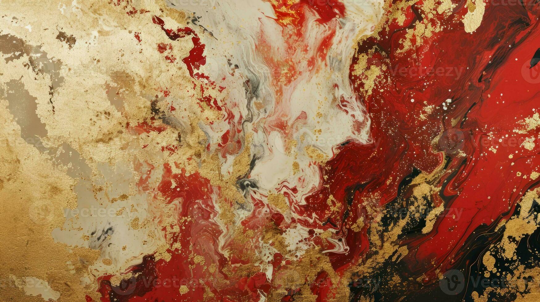 ai genererad suminagashi i abstrakt stil på röd bakgrund. trendig natur marmor mönster. foto