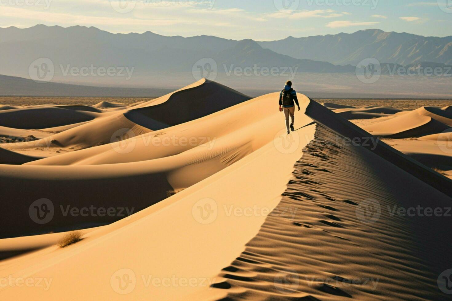 ai genererad död dalar mesquite platt sand sanddyner ensam rollator utforska de landskap foto