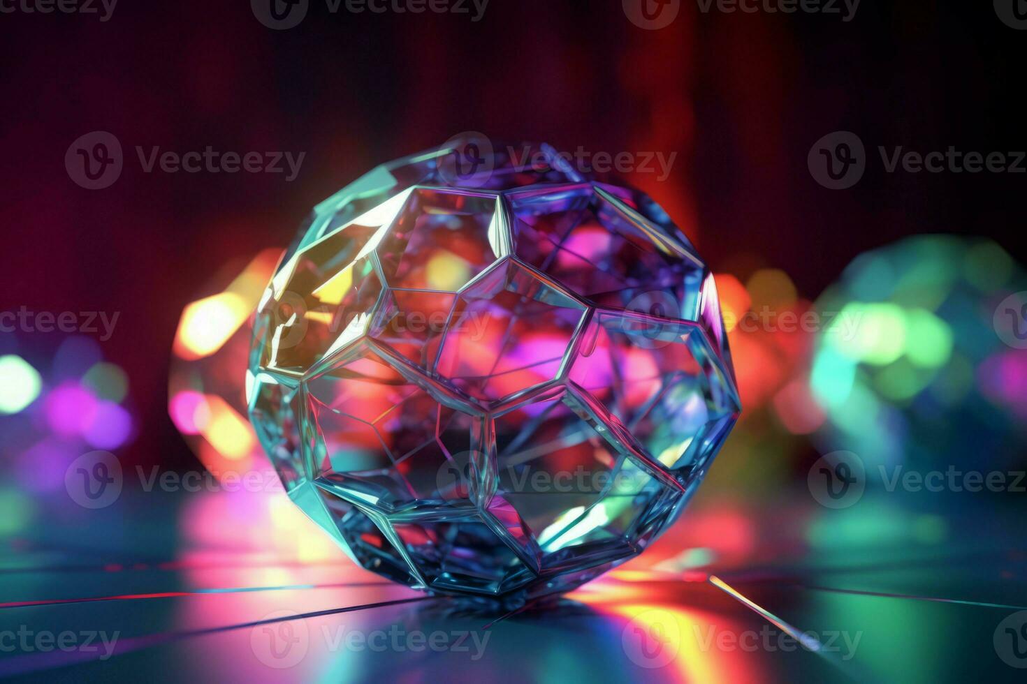 ai genererad skinande flerfärgad lysande boll. generera ai foto