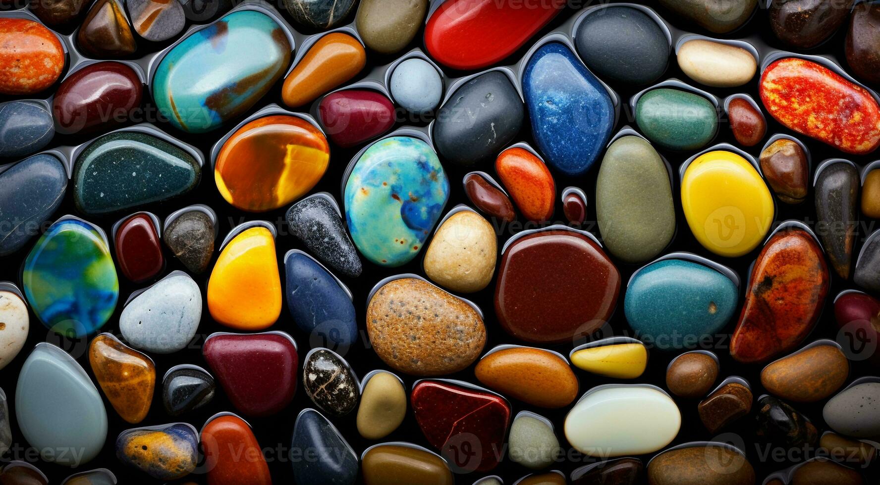 ai genererad färgad strand stenar bakgrund, stenar, färgad stenar foto