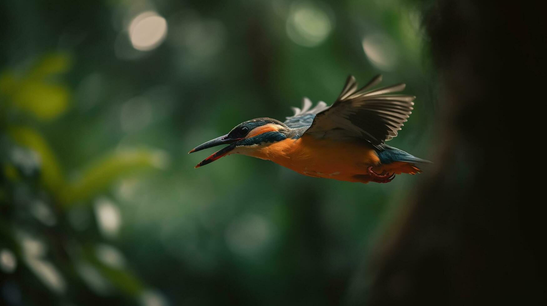 ai genererad fåglar flygande i lugna landskap, de skönhet av natur i vibrerande färger generativ ai foto