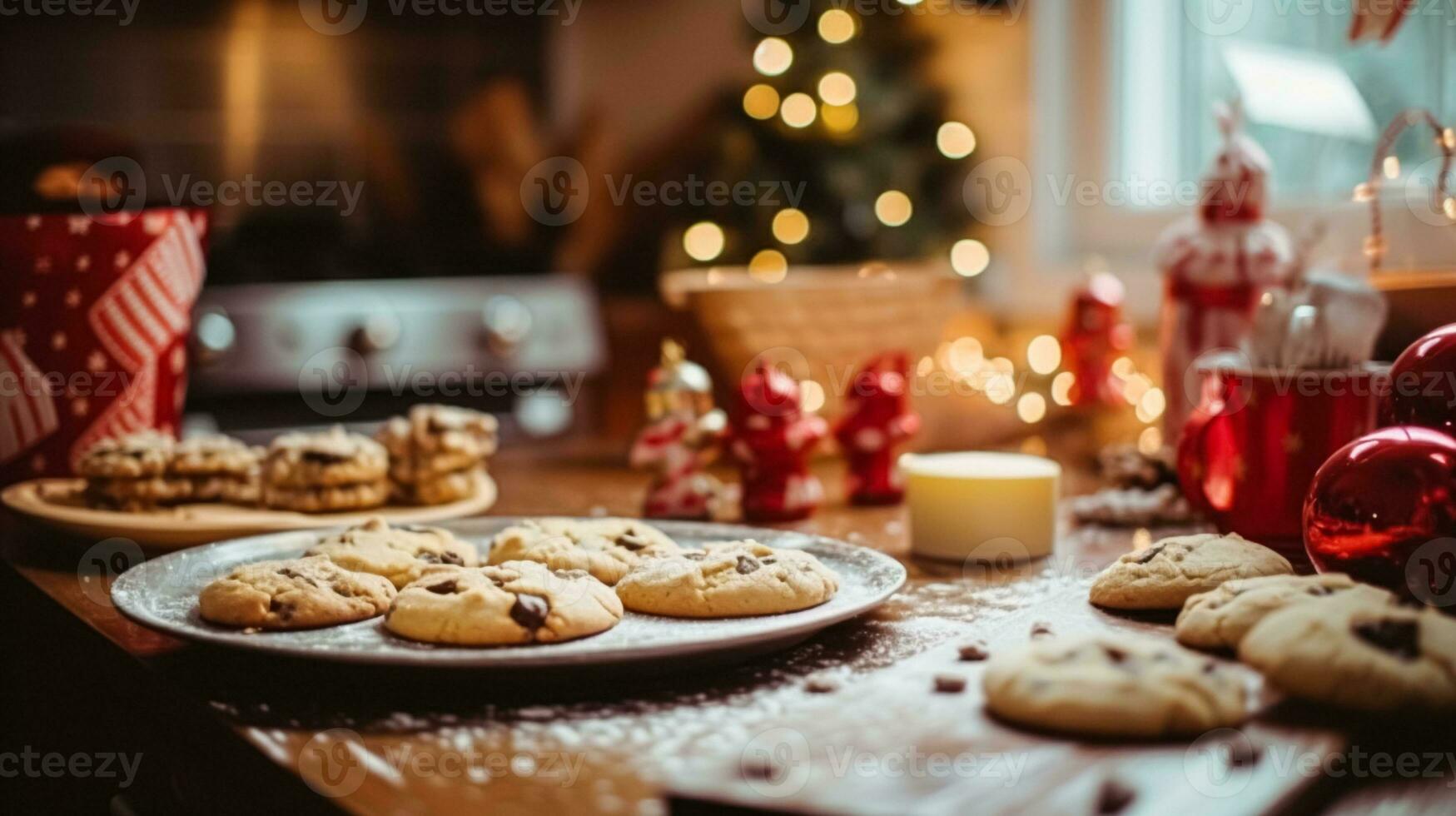 ai genererad jul bakning, högtider recept och Hem matlagning, Semester bakar, Ingredienser och förberedelse i engelsk Land stuga kök, hemlagad mat och kokbok foto
