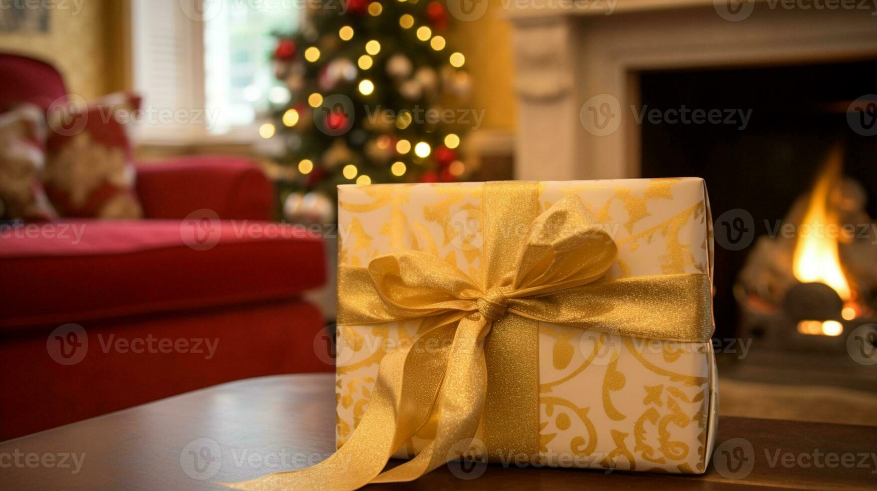 ai genererad jul gåva omslag aning för boxning dag och vinter- högtider i de engelsk landsbygden tradition foto