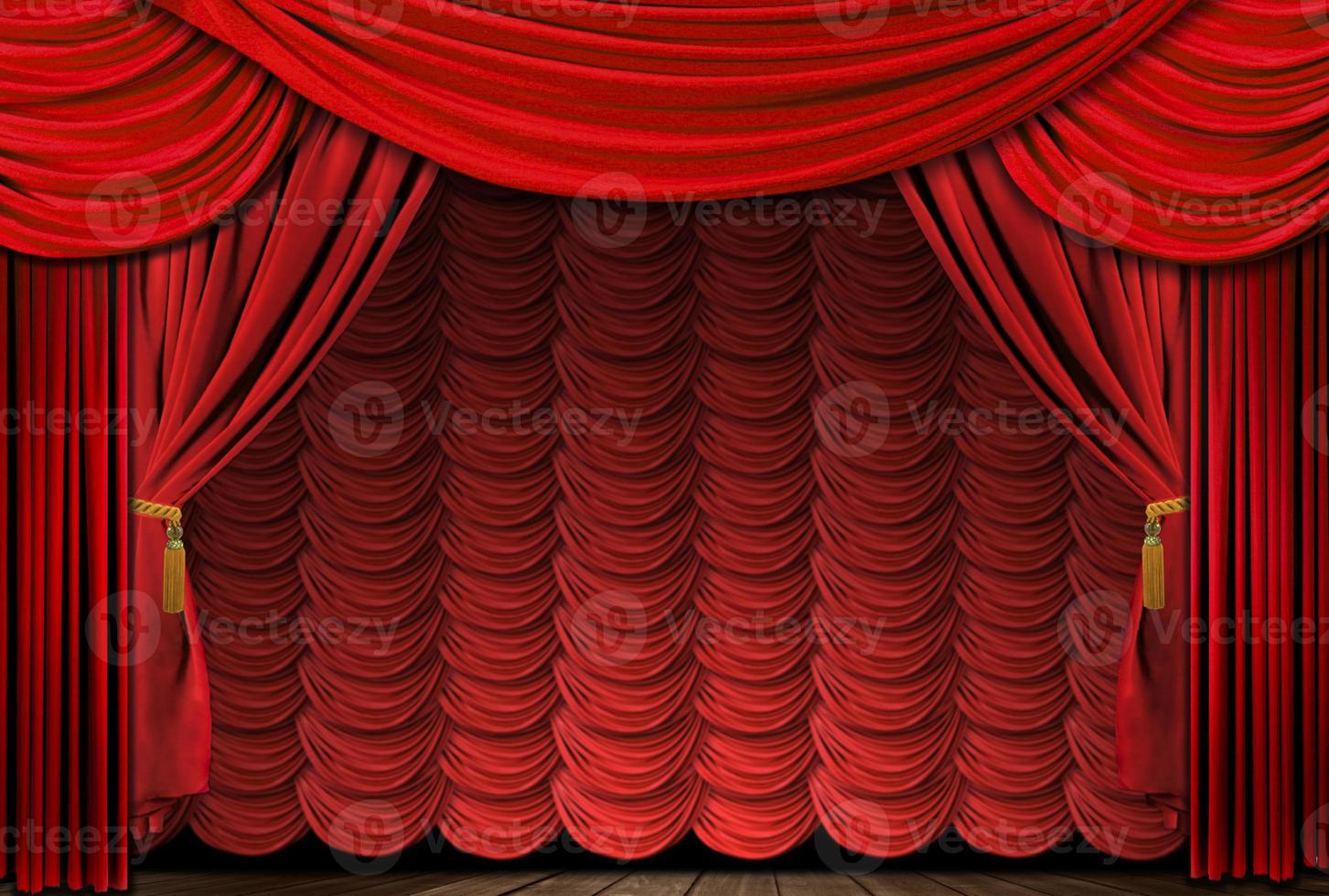 gammaldags, eleganta röda teaterscene draperier foto