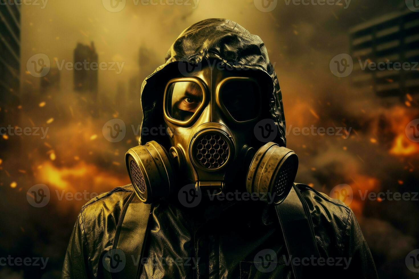 ai genererad skyddande man gas mask. generera ai foto