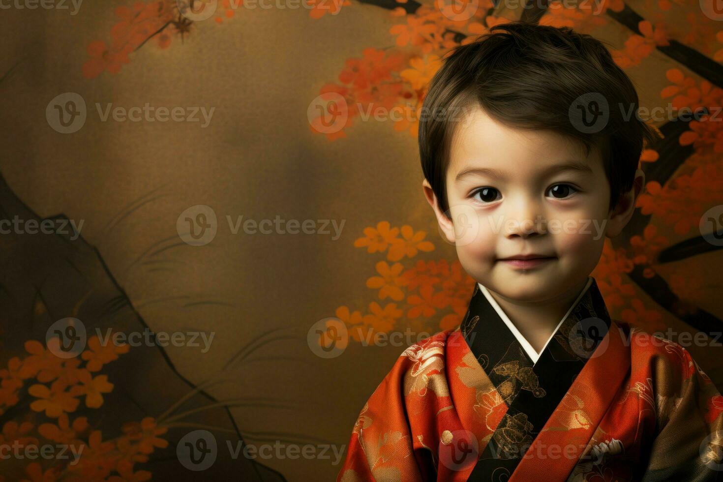 ai genererad liten pojke kimono. generera ai foto