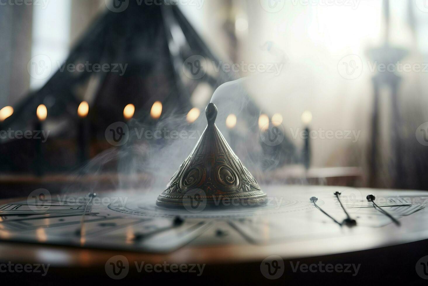 ai genererad cartomancy mysterium ritual rök altare. generera ai foto