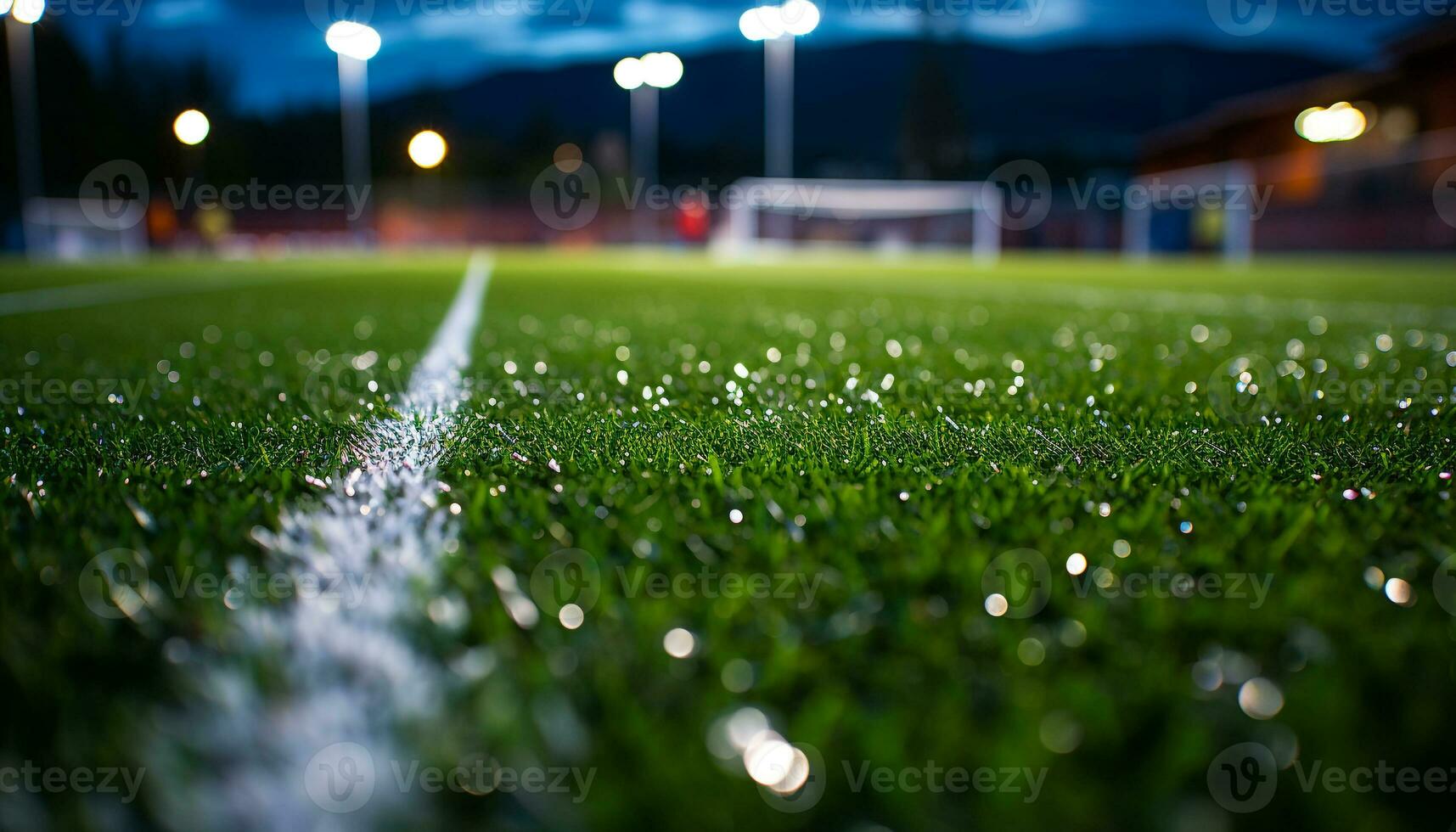 ai genererad grön gräs upplyst förbi ljus belysning, fotboll Framgång genererad förbi ai foto
