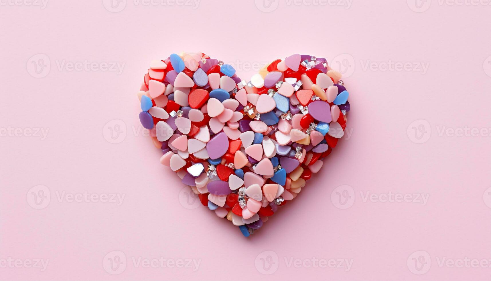 ai genererad kärlek i hjärta form, roman på rosa bakgrund genererad förbi ai foto