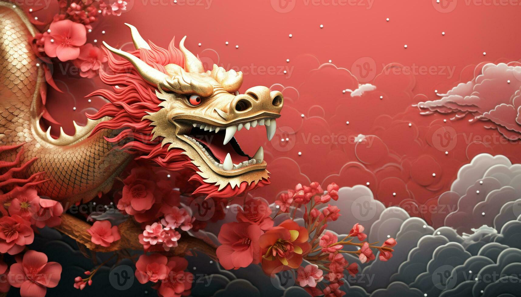 ai genererad kinesisk drake illustration firar gammal kinesisk kultur genererad förbi ai foto