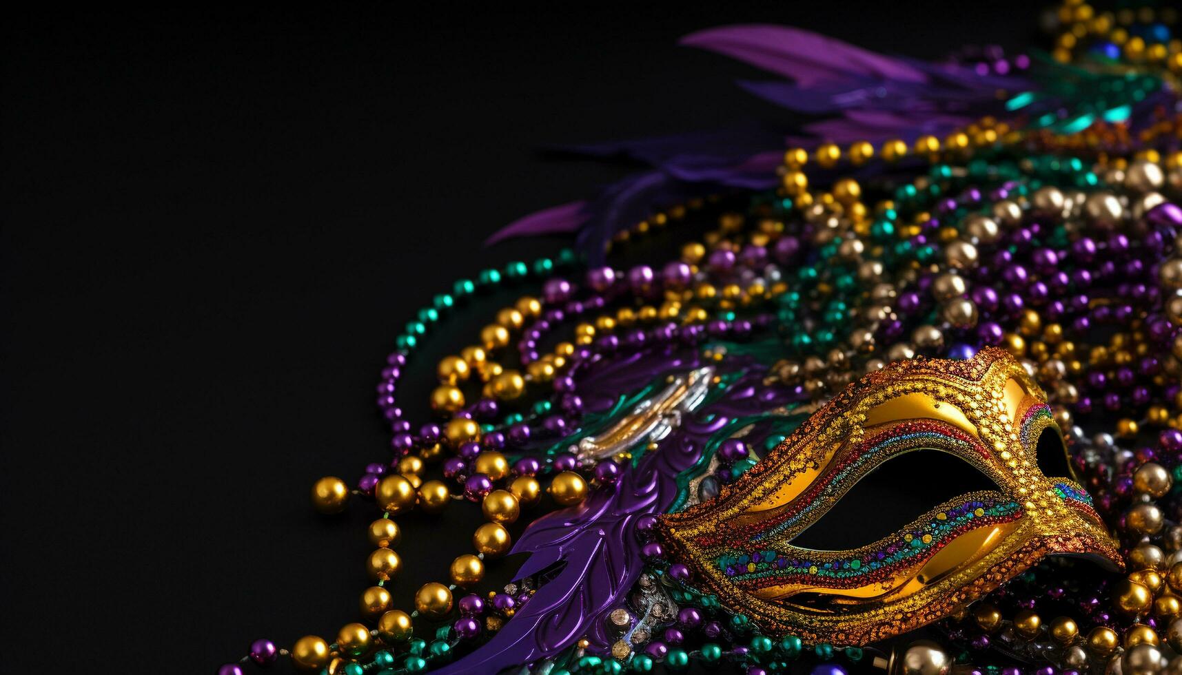 ai genererad mardi gras kostym, lila mask, firande, traditionell festival genererad förbi ai foto