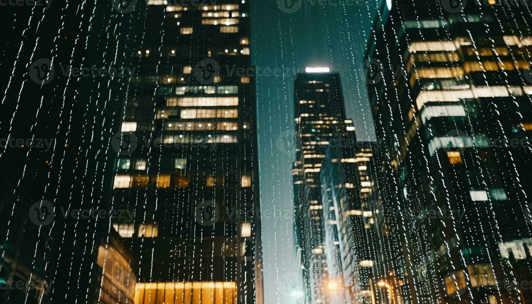 ai genererad lysande skyskrapor belysa de vibrerande stad nattliv genererad förbi ai foto