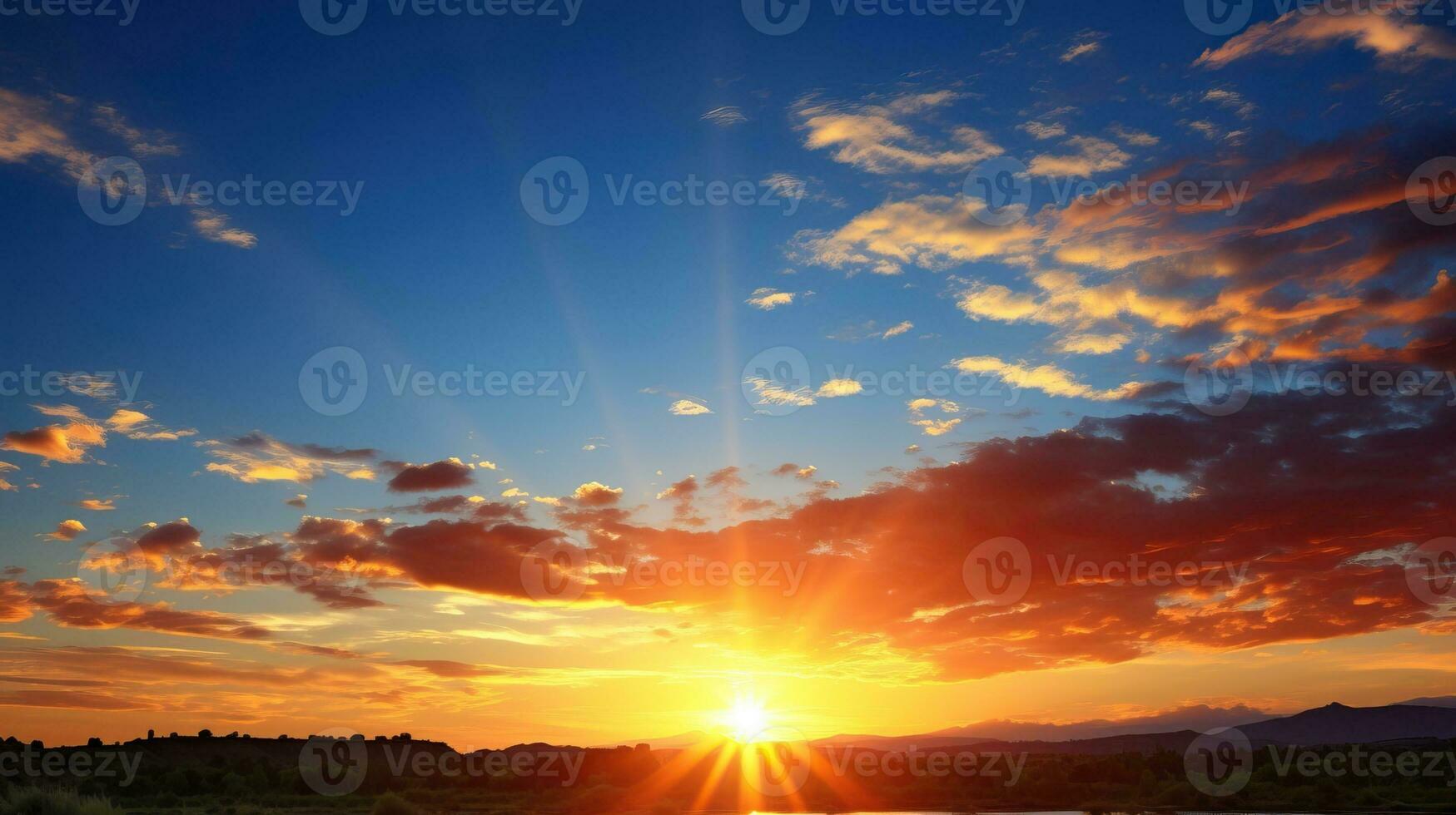 ai genererad naturskön soluppgång över berg landskap. ai genererad. foto