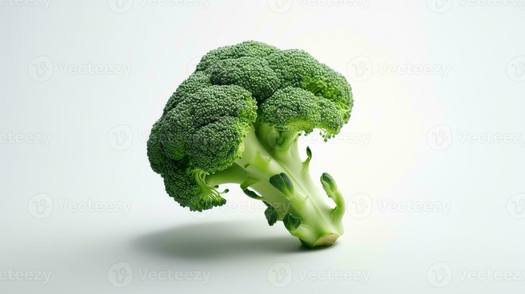 ai genererad broccoli på vit bakgrund. grönsak, hälsa, friska, vegetarian, färsk foto