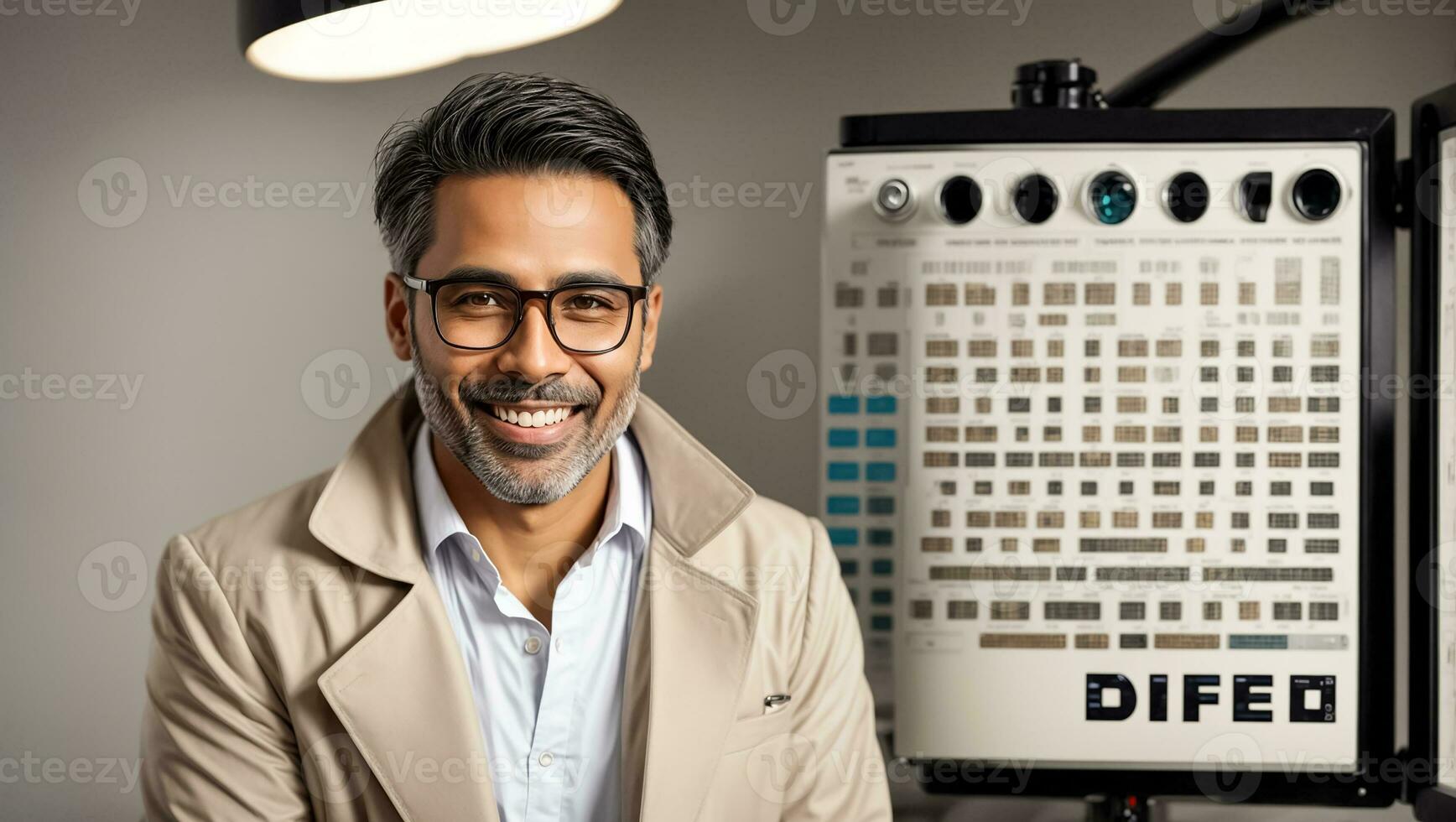 ai genererad porträtt av en leende manlig läkare foto