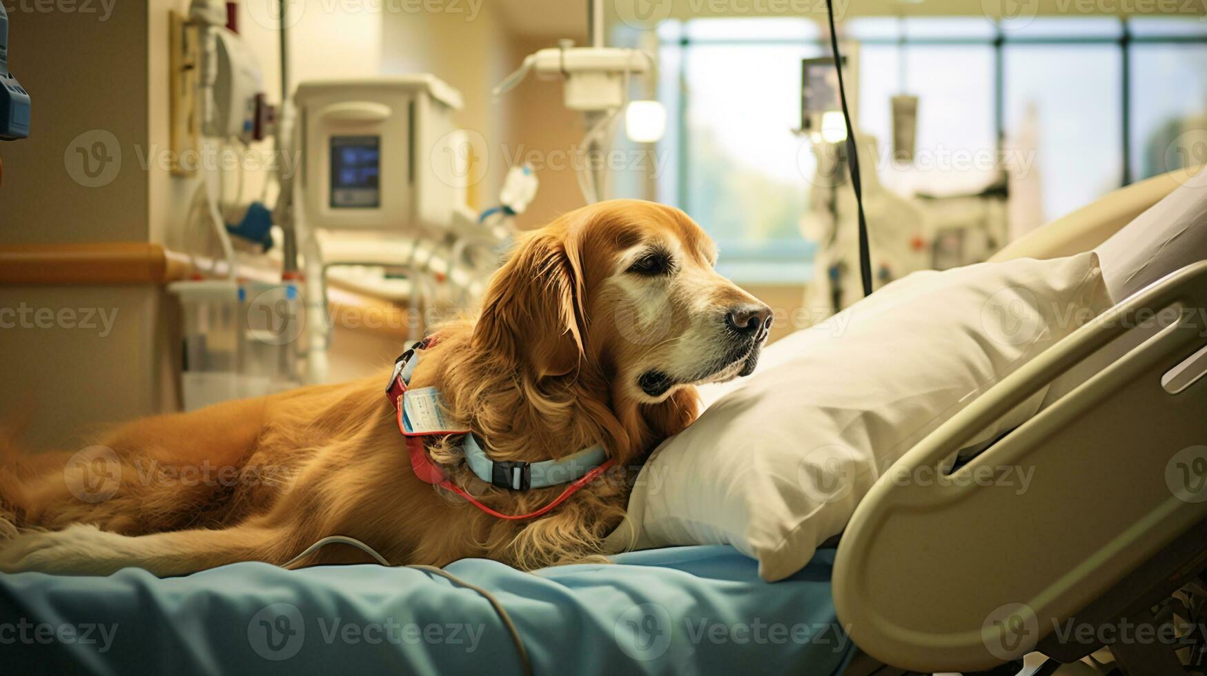 ai genererad Foto av en terapi hund föra bekvämlighet till sjukhus. generativ ai