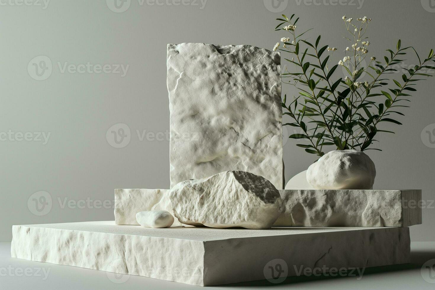 ai genererad vit sten podium för kosmetisk produkt visa foto