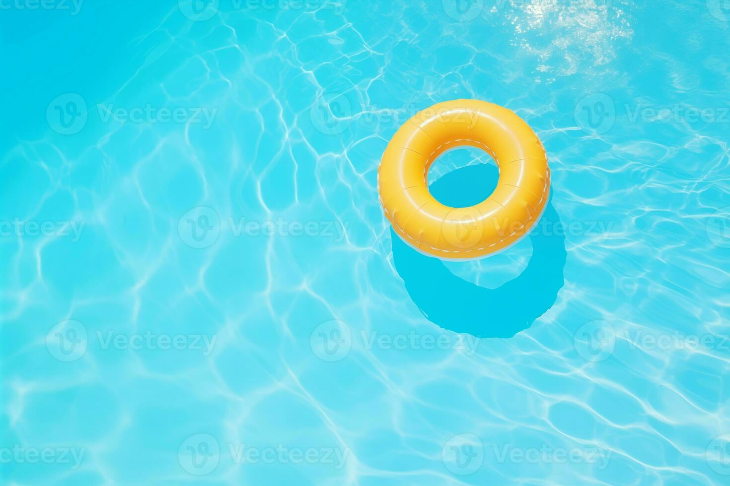 ai genererad topp se gul simning slå samman ringa flyta i blå vatten, sommartid avslappning foto