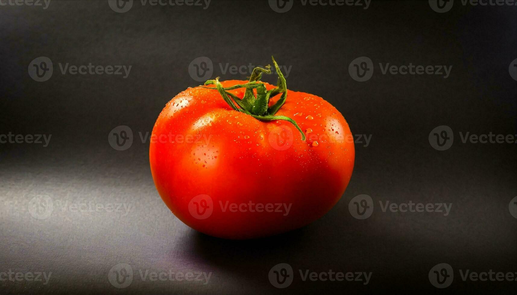 ai genererad en enda tomat på en svart bakgrund foto