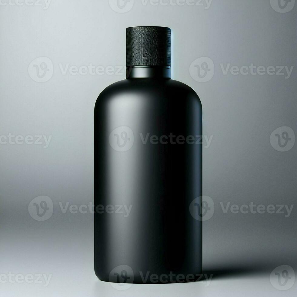 ai genererad 3d illustration tolkning aluminium flaska på vit bakgrund svart grå vit foto