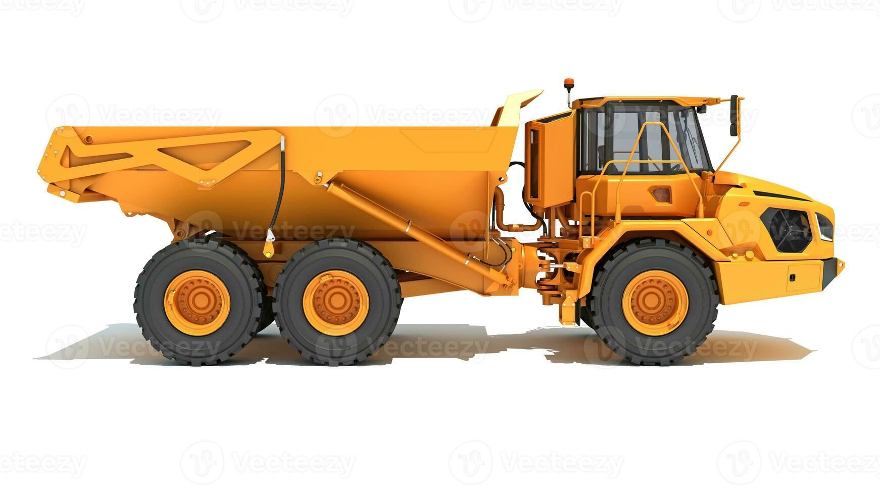 brytning dumpa lastbil tung konstruktion maskineri 3d tolkning på vit bakgrund foto
